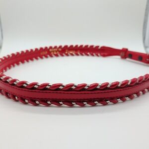 Red Leather Silver Rolled Edge Western Belt Fisher Women's Sz 32 USA Made EUC